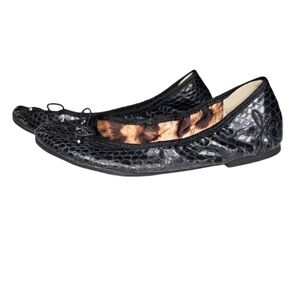 Sam Edelman Black Snakeskin Embossed Ballet Flats youth girls 3 or women's 5